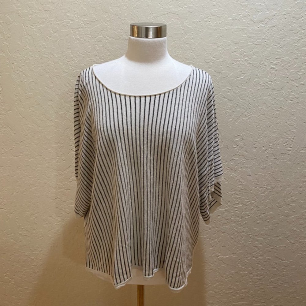 Eileen Fisher lightweight linen stripe top XL